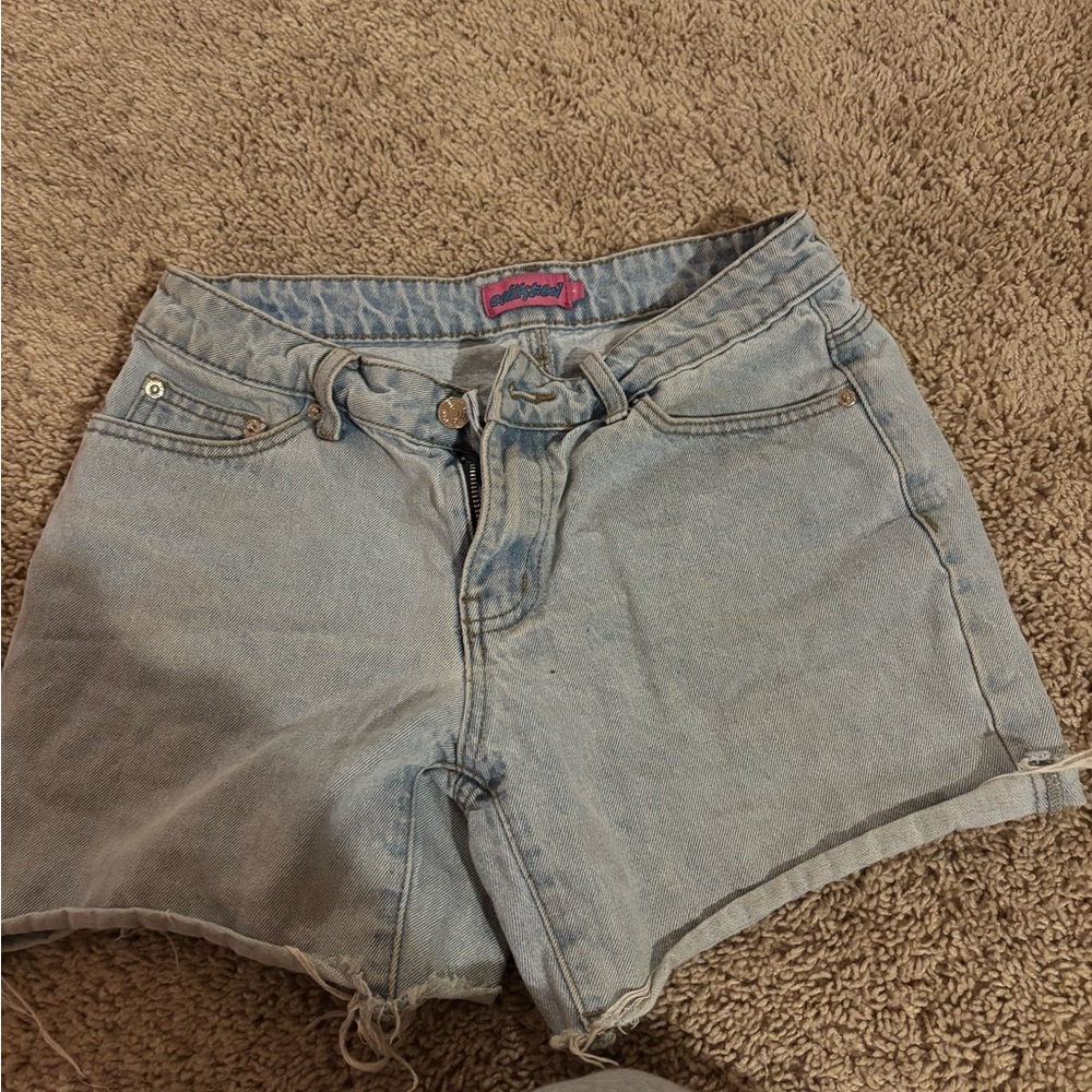 Edikted Light Wash Jean Shorts